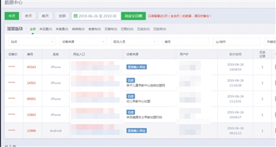 抓取系統(tǒng)后臺，可看到訪客搜索的關(guān)鍵詞、手機(jī)號等隱私信息。