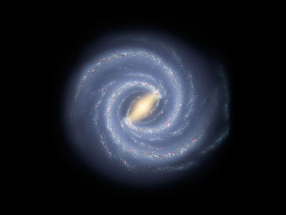 銀河系的藝術想象圖。科學證據顯示，在銀河系中心存在一個超大質量黑洞。